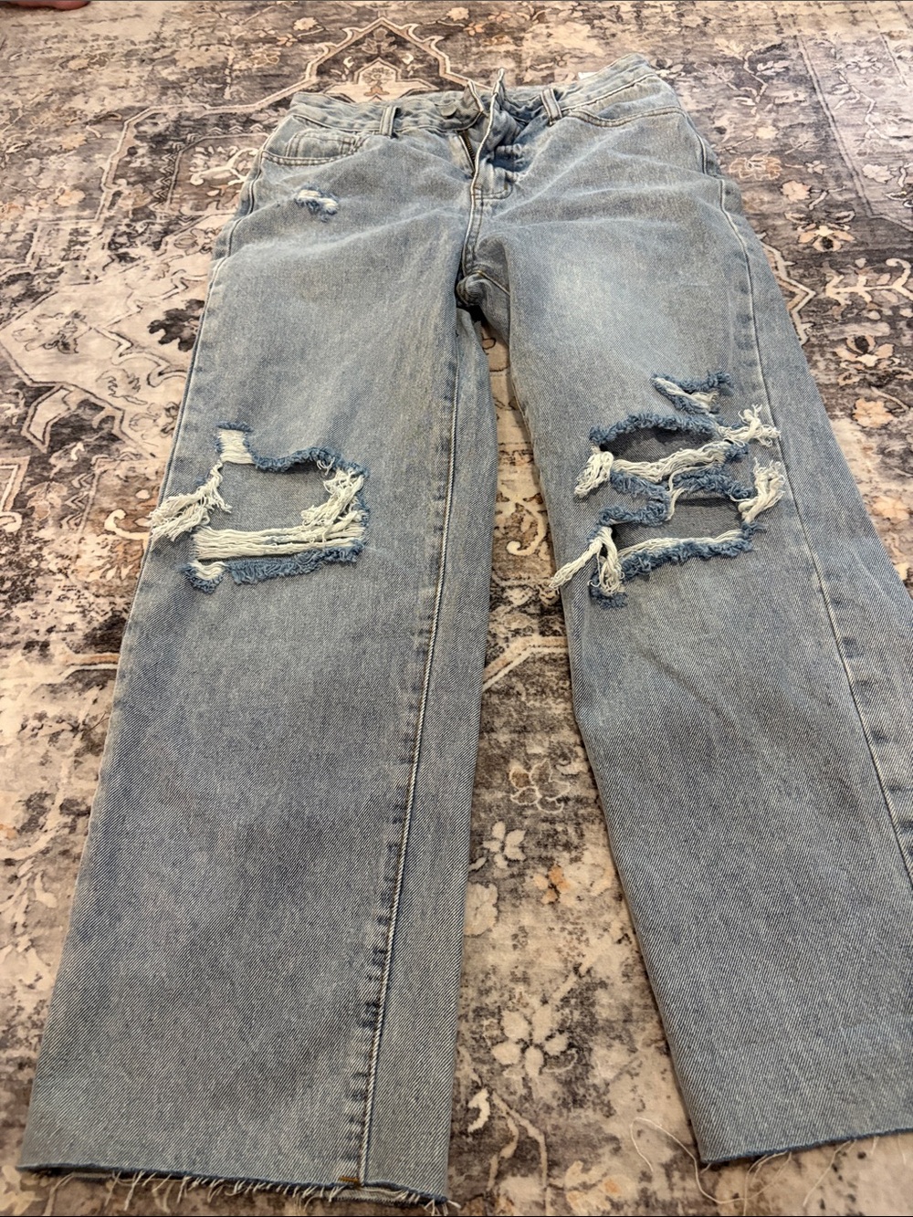 Amazon Light Blue Distressed Straight-Leg Women's Jeans